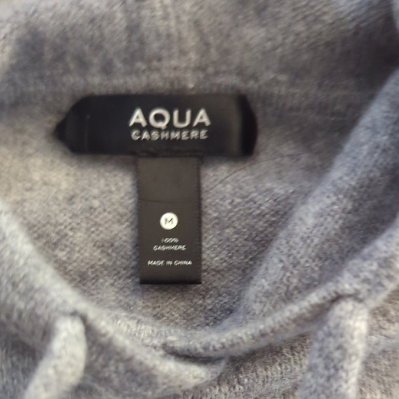 Aqua Gray Sweater with Pink Stripes 100% cashmere hoodie Medium - Picture 2 of 4